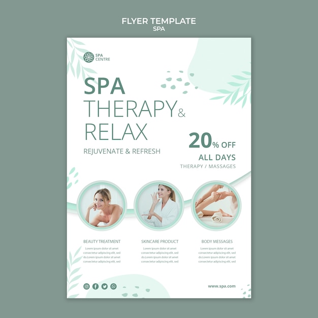 PSD flat design wellness concept poster template