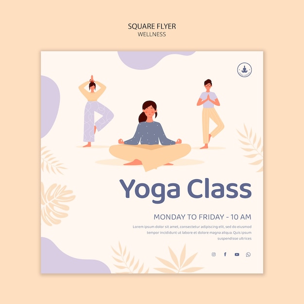 PSD flat design wellness template