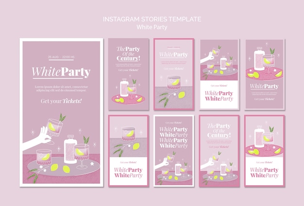 PSD flat design white party template