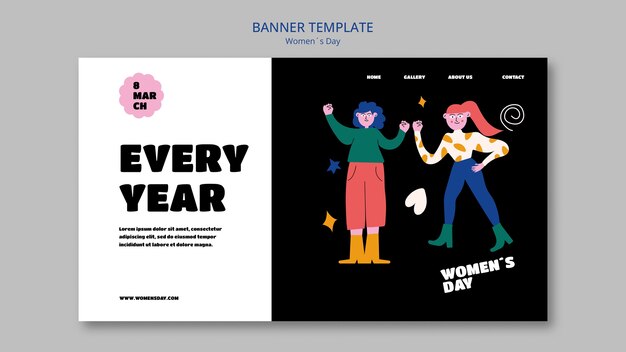 Flat design women's day banner template