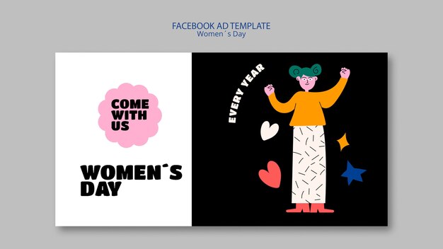 PSD flat design women's day facebook ad template