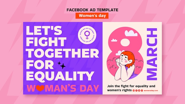 フラットなデザインの女性の日facebookテンプレート