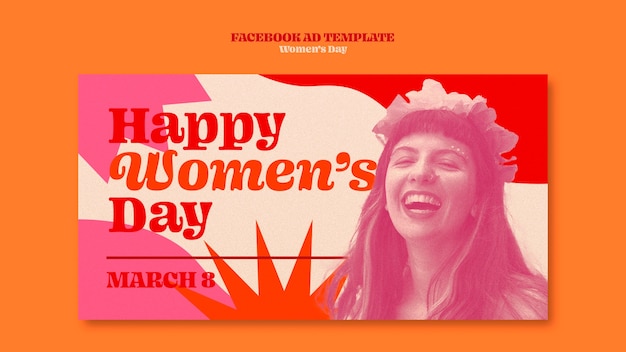 Flat design women's day facebook template