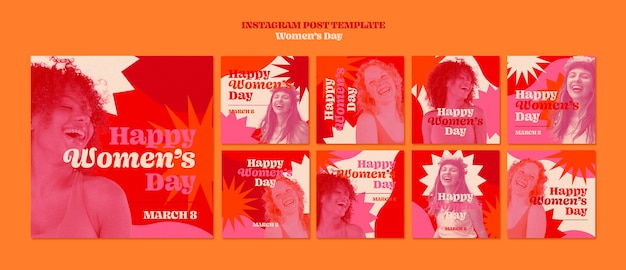 PSD flat design women's day instagram posts