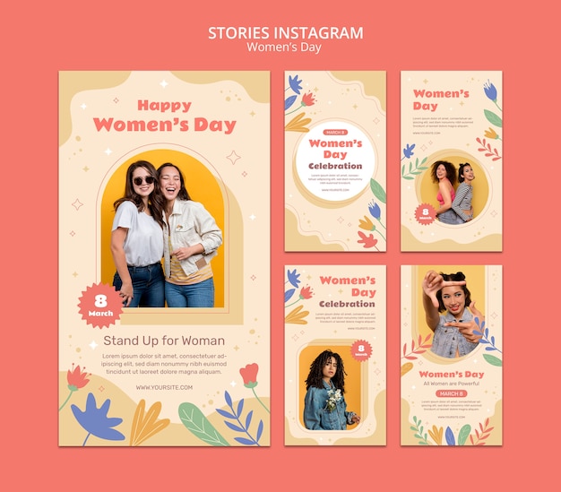 Storie flat design per la giornata delle donne su instagram.