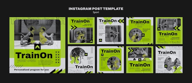 Шаблон публикаций в Instagram с плоским дизайном