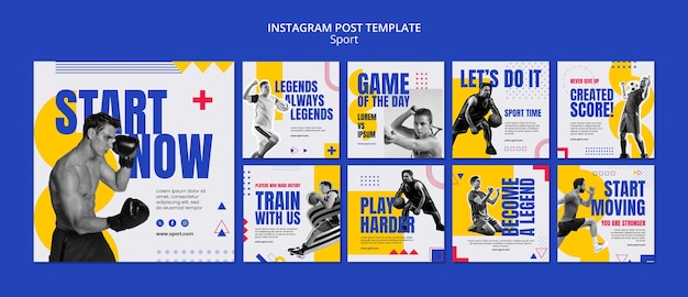 PSD flat design workout instagram posts template