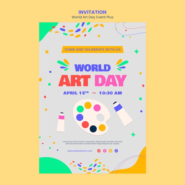 PSD flat design world art day template