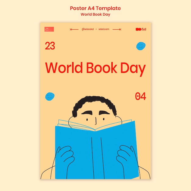 Flat design world book day poster template