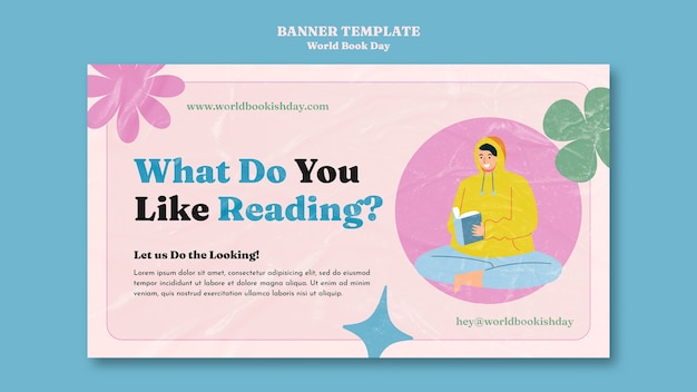 Flat design world book day template