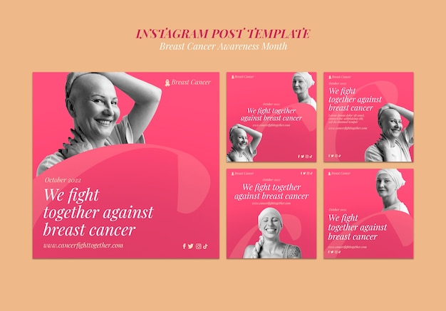 Modello di post di instagram per la giornata mondiale del cancro dal design piatto