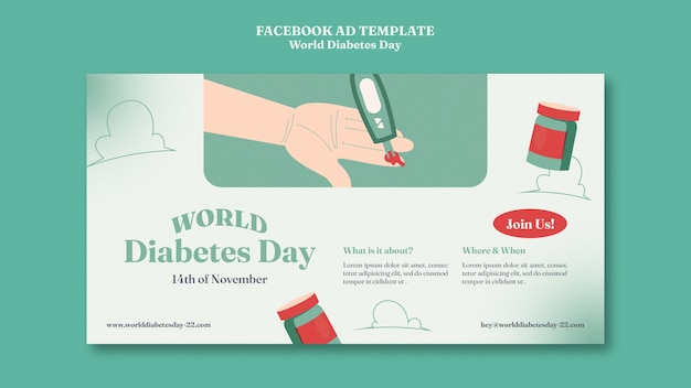 Плоский дизайн шаблона всемирного дня диабета
