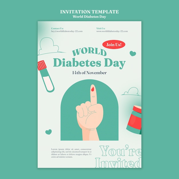 Flat design world diabetes day template