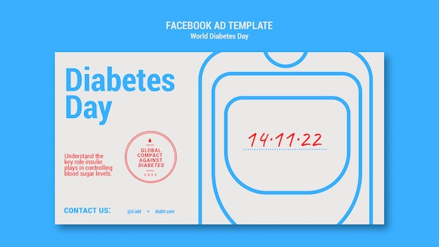 PSD flat design world diabetes day template