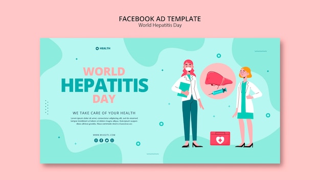 Flat design world hepatitis day facebook template