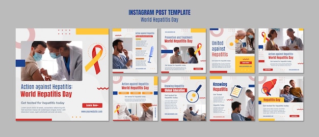 PSD flat design world hepatitis day instagram posts
