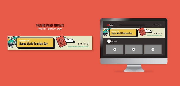 Шаблон всемирного дня туризма в плоском дизайне