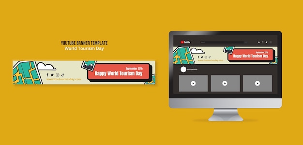 Flat design world tourism day template