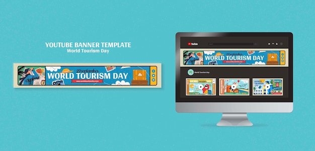 PSD flat design world tourism day template