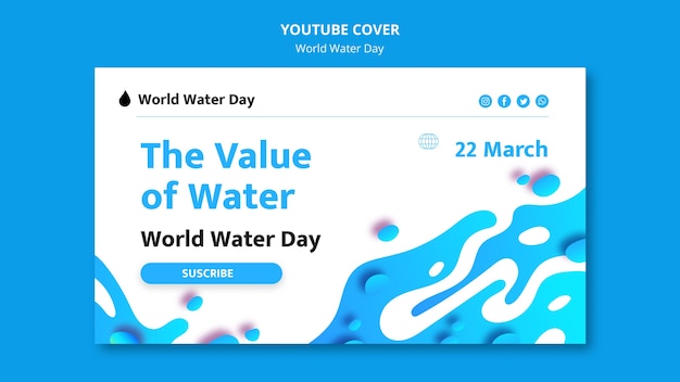 PSD flat design world water day template