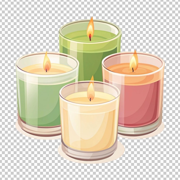 flat hand drawn scented candle pack on white background