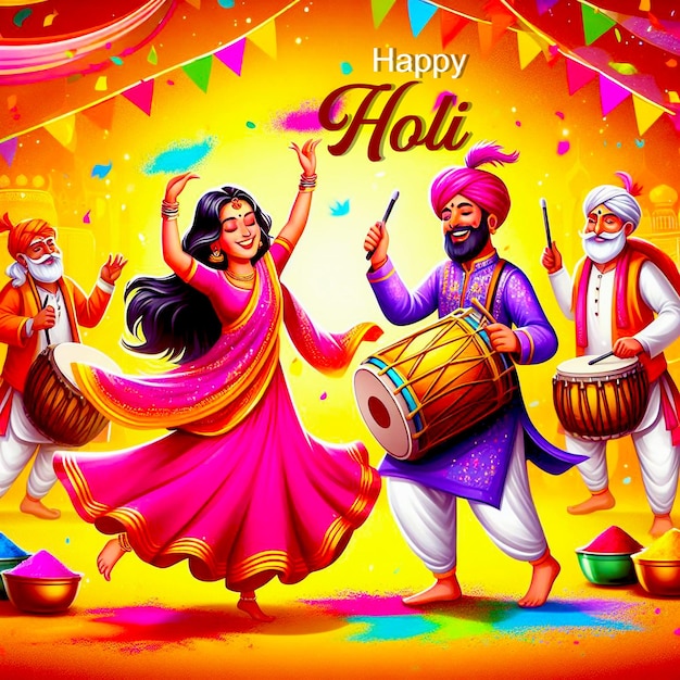 Flat holi festival celebration background