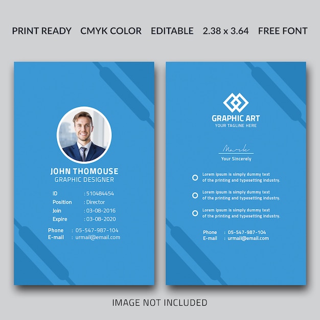 PSD flat id card template