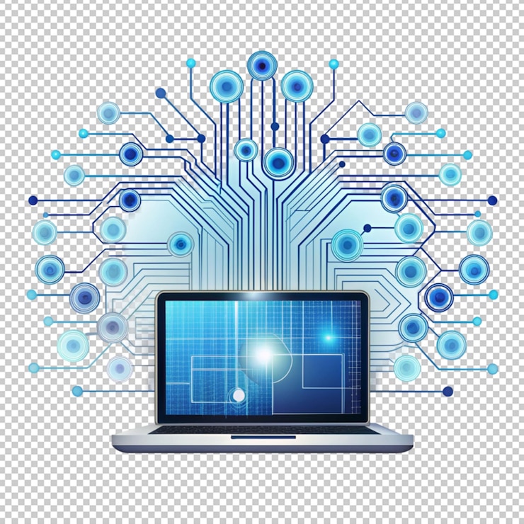 PSD flat illustration of abstract digital technology isolated on transparent background