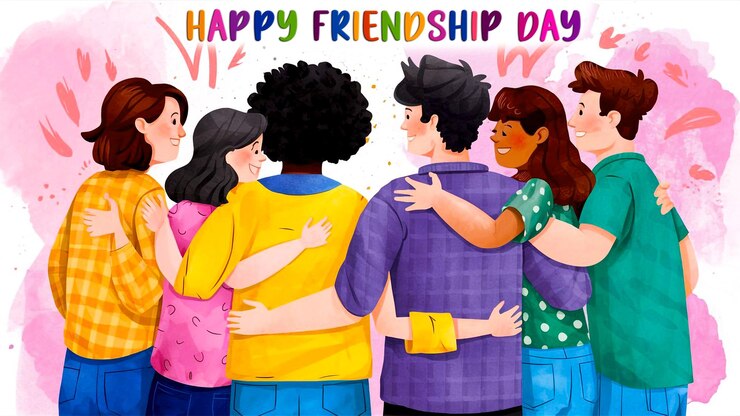 PSD flat illustration for international friendship day celebration