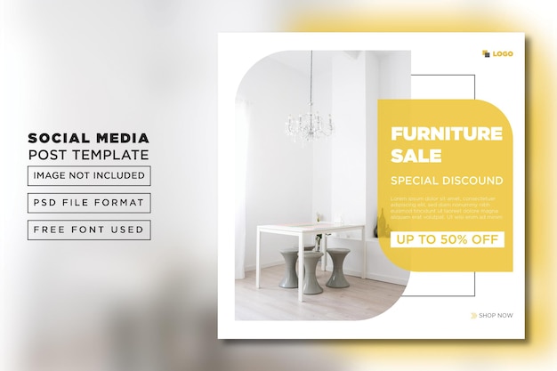 PSD flat instagram flyer for interior sales post template premium psd