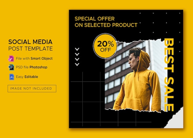 PSD flat instagram sale post template premium psd