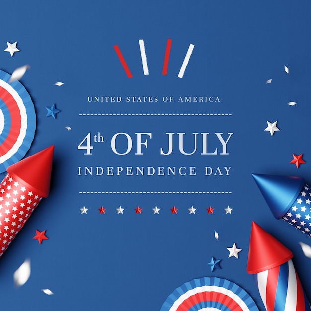 PSD flat lay of 4th of july