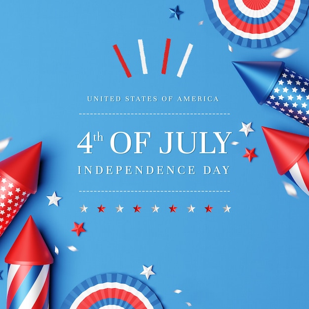 PSD flat lay of 4th of july