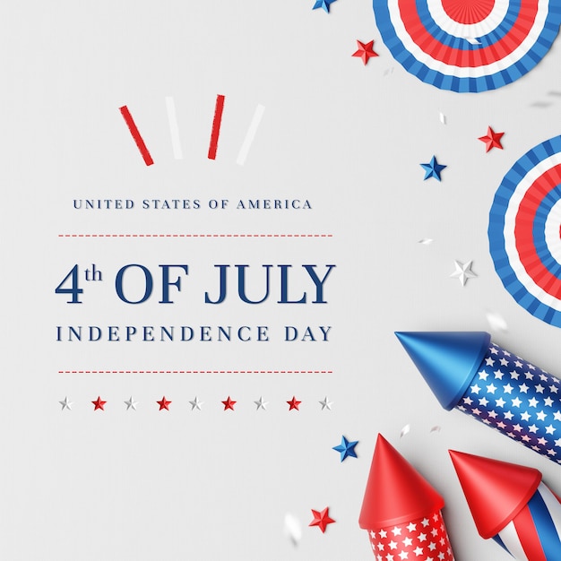 PSD flat lay of 4th of july