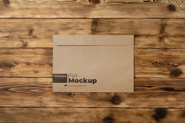 PSD flat lay of a4 envelope mockup