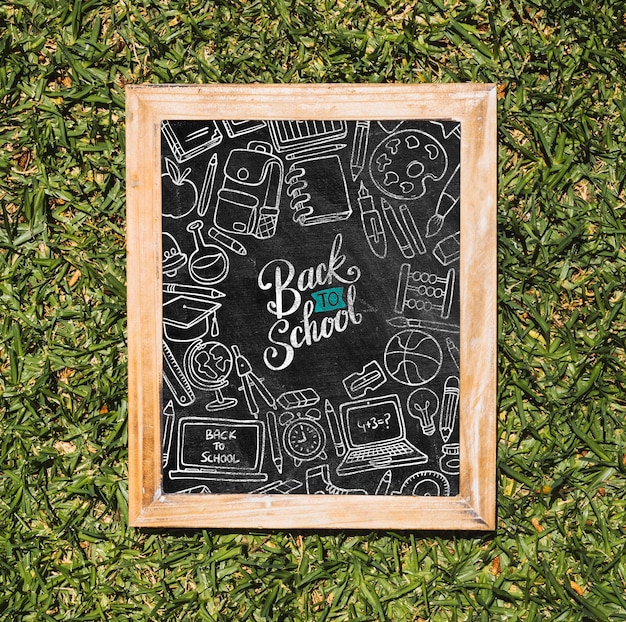 flat lay back to school blackboard 