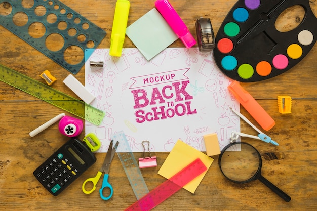 PSD flat lay back to school mock-up