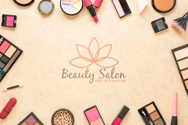 PSD flat lay beauty salon concept