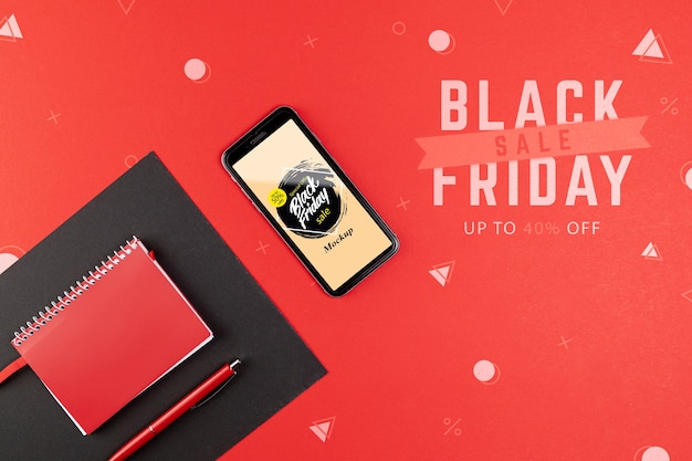 Flat lay of black friday concept mock-up