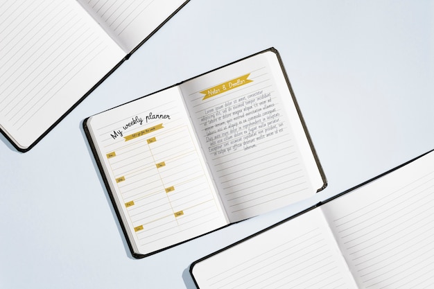 flat lay of brochure concept mock-up