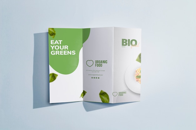 PSD flat lay of brochure concept mock-up