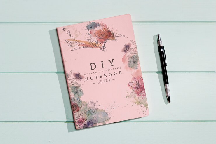 PSD flat lay of brochure concept mock-up