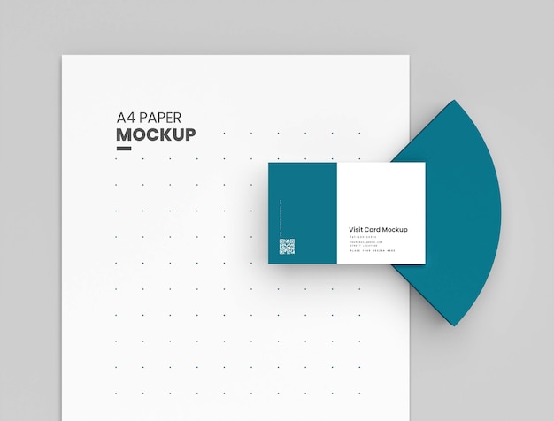 Flat lay of business card mock-up