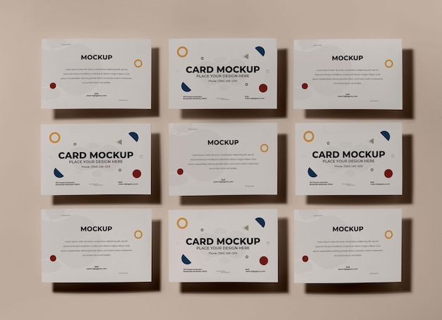 Flat lay business cards mockup