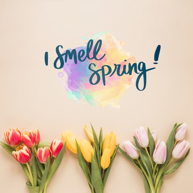 PSD flat lay copyspace mockup for spring