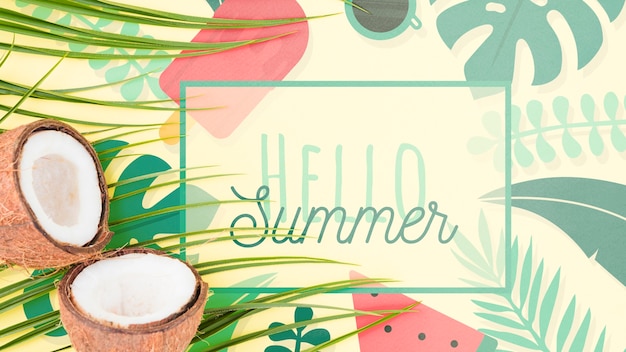 PSD flat lay copyspace mockup with summer concept