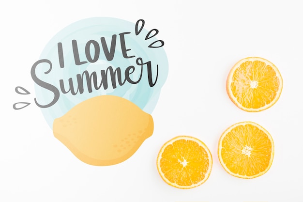 PSD flat lay copyspace mockup with summer concept