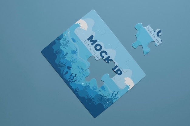 PSD mockup di design di puzzle carino piatto