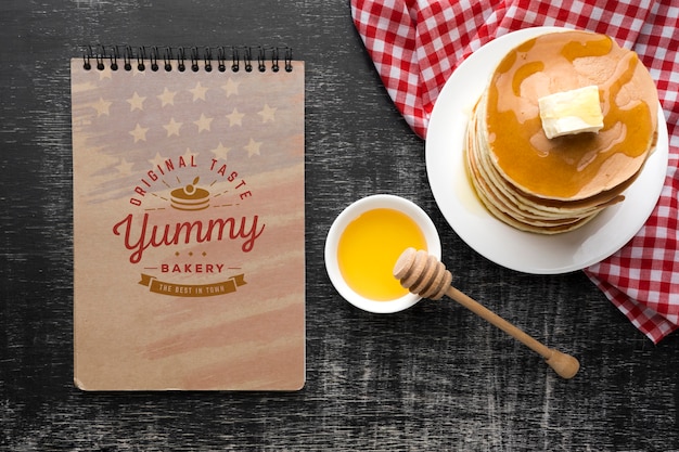 Flat lay of delicious american food mock-up