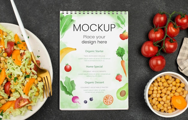 PSD flat lay delicious healthy food mock-up